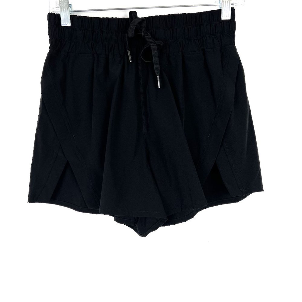 NWT HALARA Elastic Waistband Drawstring Side Split Shorts Black Size Small S NEW